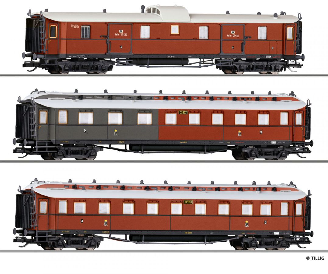 Tillig TT 01070 - Reisezugwagenset "Preußischer Schnellzug" der K.P.E.V. | Modellbahn | Modelleisenbahn