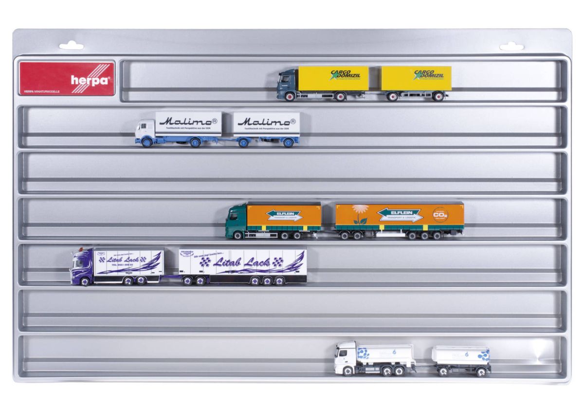 Herpa 029728 - LKW Schaukasten Hängerzüge, silber(überbreit: 70 cm x 45 cm x 3,5 cm) | Modellbahn | Modelleisenbahn