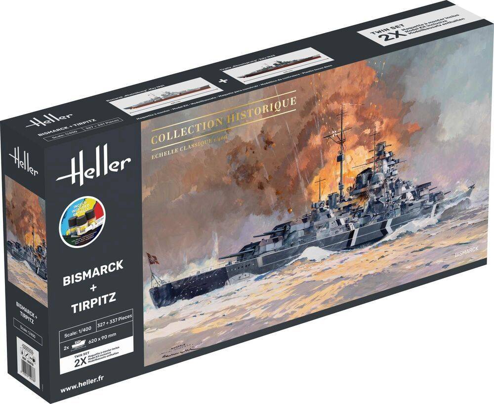 Heller 55078 - 1:400 STARTER KIT Bismarck + Tirpitz TWINSET | Modellbau