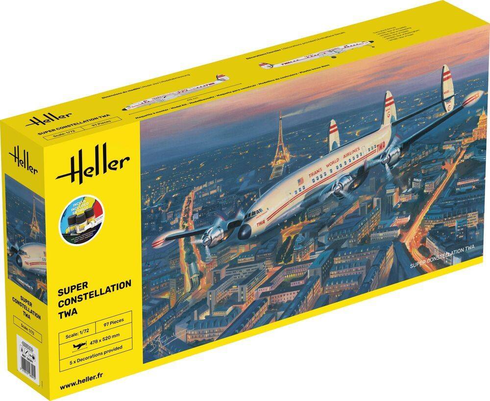 Heller 58391 - 1:72 STARTER KIT Super Constellation TWA | Modellbau