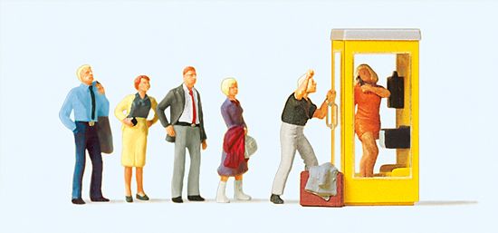 Preiser H0 (1:87) 10523 - H0 Wartende an Telefonzelle | Modellbahn | Modelleisenbahn