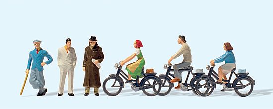 Preiser H0 (1:87) 12484 - Passanten und Radfahrer. Um 1 | Modellbahn | Modelleisenbahn