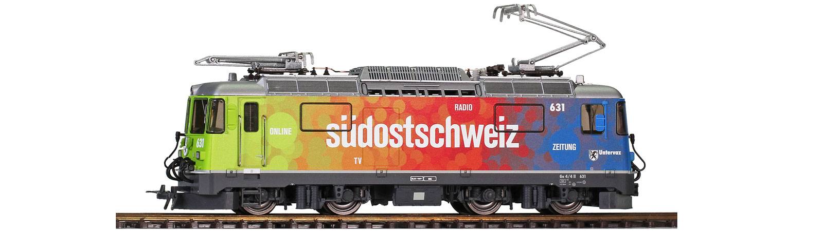 Bemo H0m 1258175 - RhB Ge 4/4 II 631 Werbelok "Südostschweiz" | Modellbahn | Modelleisenbahn