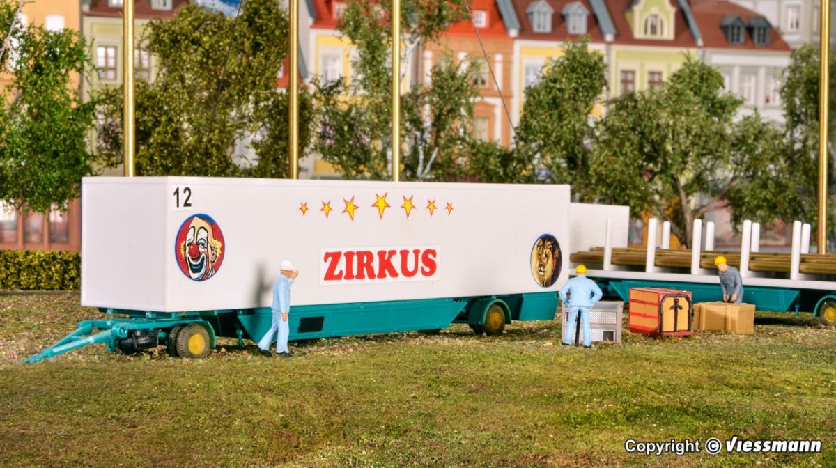 Kibri H0 (1:87) 14658 - Spur H0 Zirkus Zeltstangen- und Kofferanhänger | Modellbahn | Modelleisenbahn
