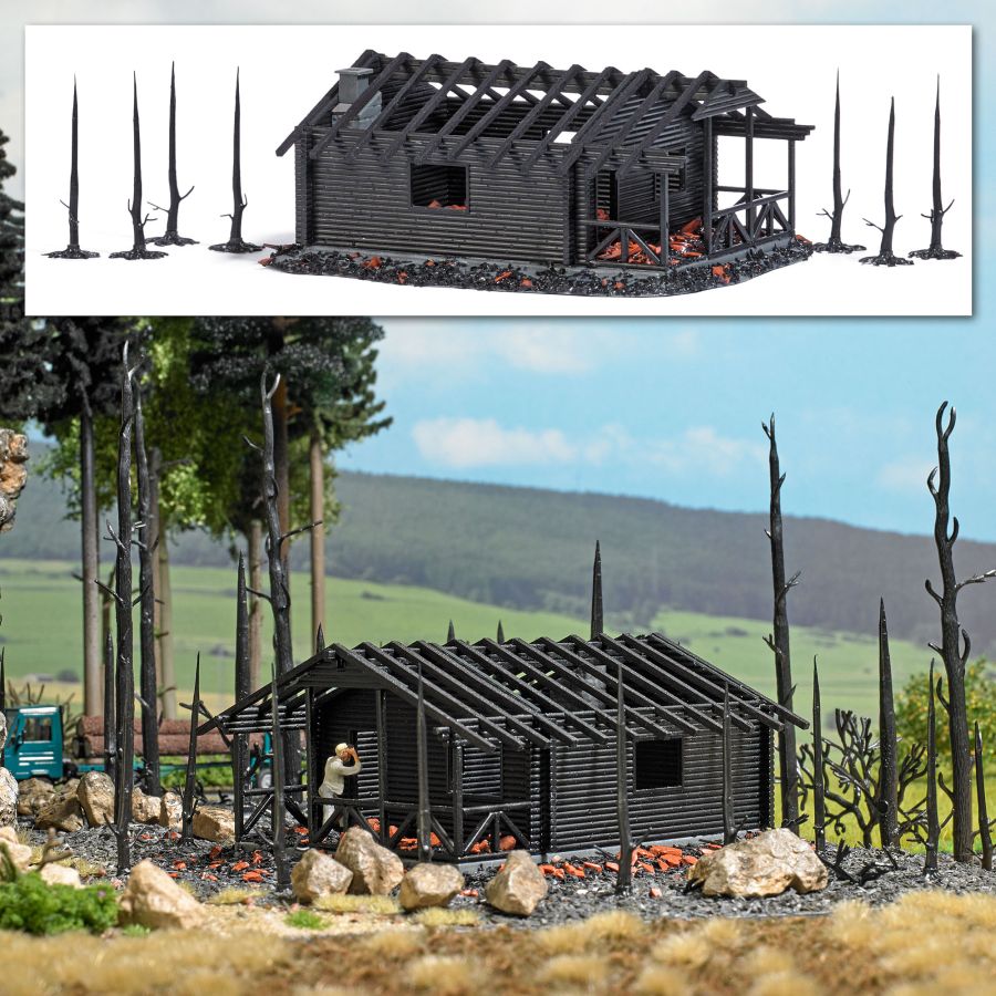 Busch H0 (1:87) 1853 - Abgebrannte Waldhütte Modellbahn