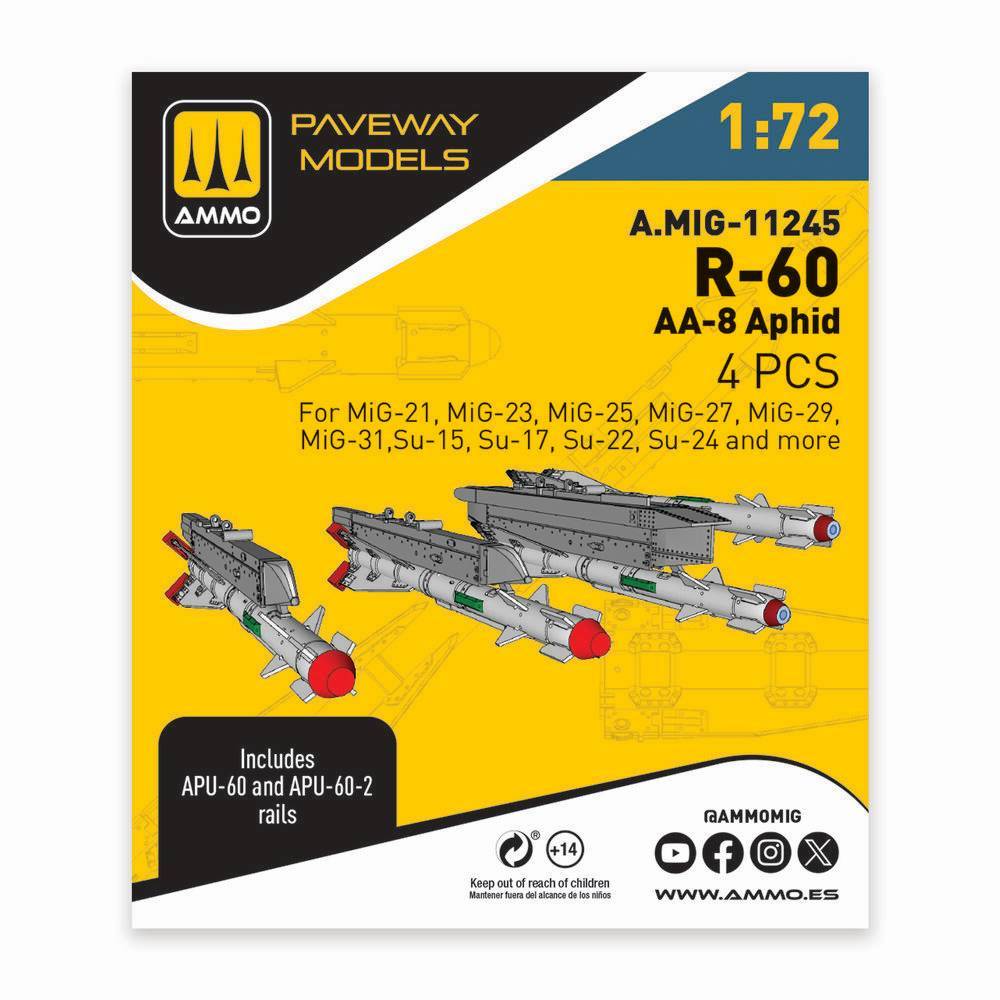 AMMO by MIG Jimenez A,MIG-11245 - 1:72 R-60 - AA-8 Aphid (4 pcs) | Modellbau