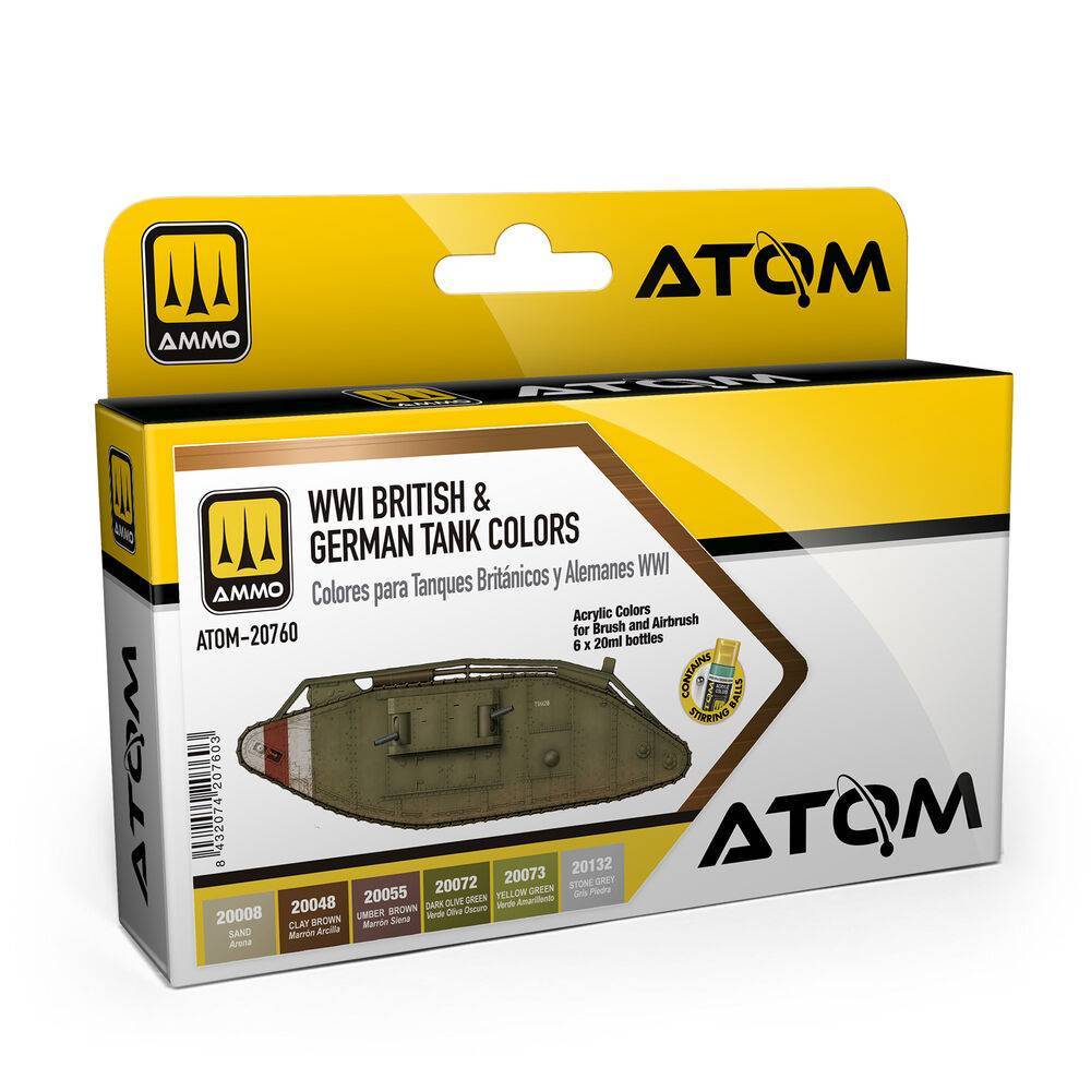AMMO by MIG Jimenez ATOM-20760 - ATOM WWI British & German Colors Set | Modellbau