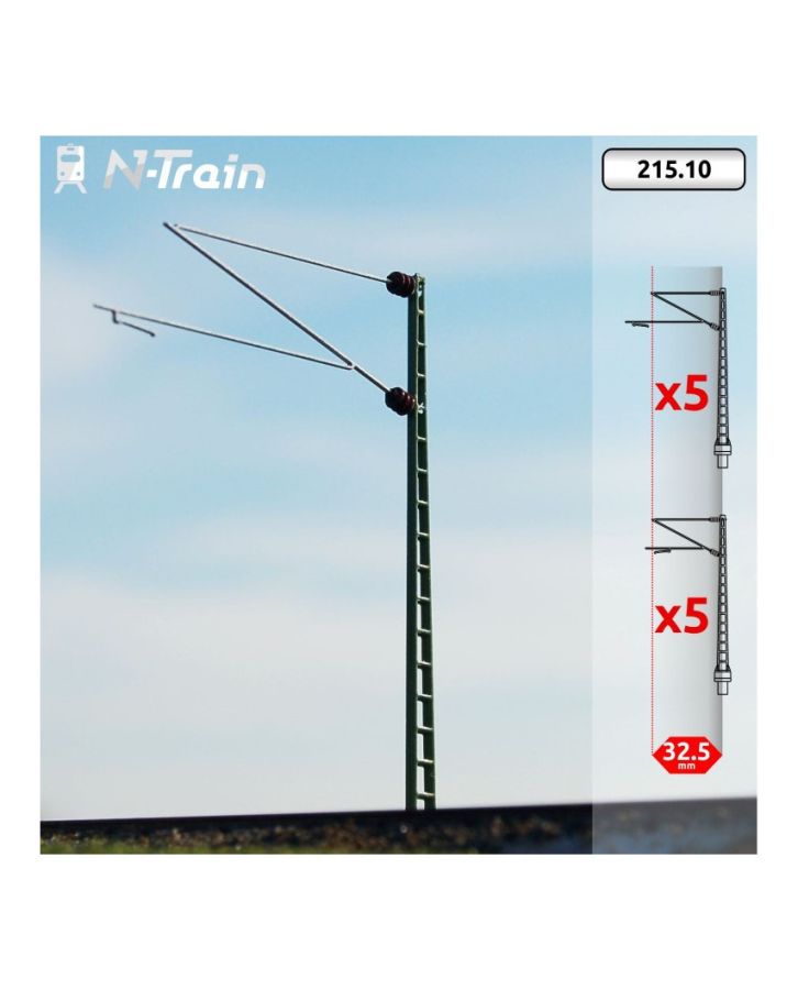 N-TRAIN N 21510 - DB - Gittermasten mit Re160 Ausleger - XL (10 St.) | Modellbahn | Modelleisenbahn