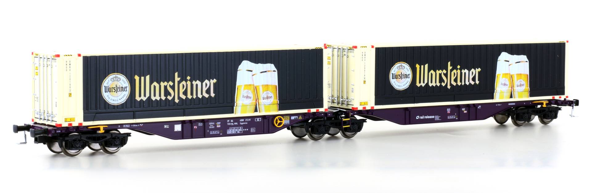 Mehano H0 (1:87) 28399 - Containerwagen Sggmrss90 RailRelease, Ep.VI, Warsteiner | Modellbahn | Modelleisenbahn