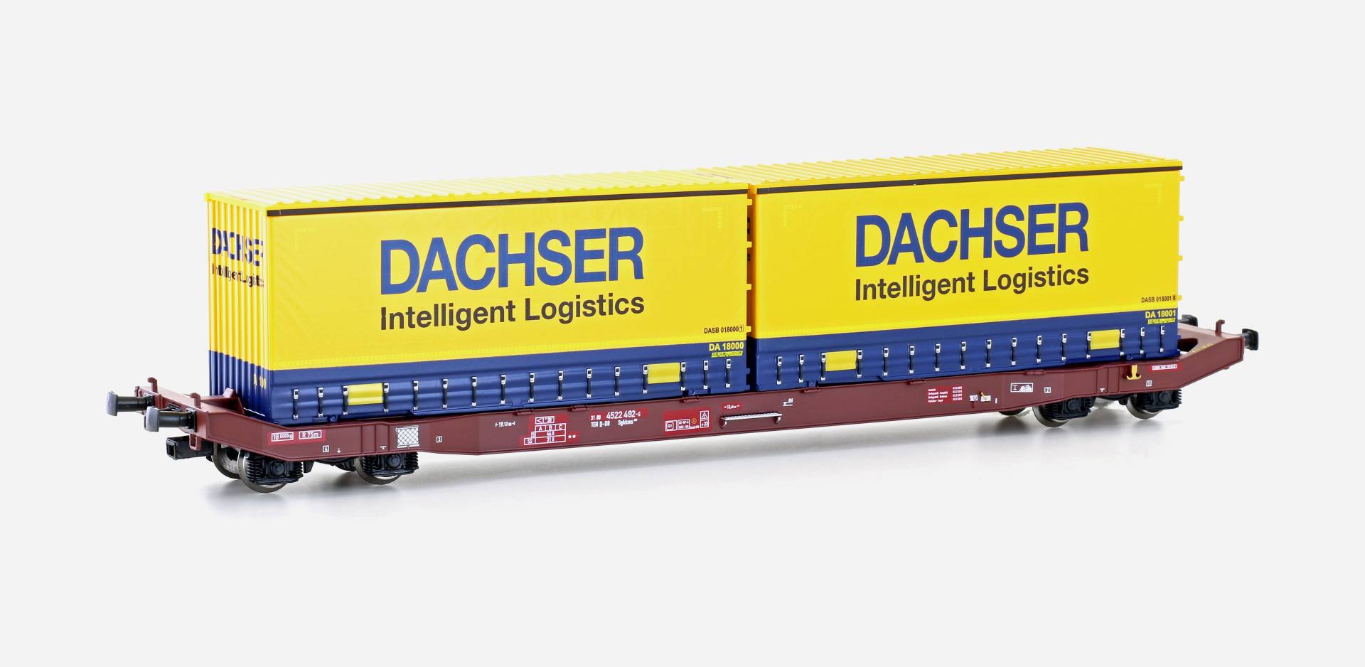 Mehano H0 (1:87) 28409 - Containerwagen Sgkkms 698 DB Cargo, Ep.VI, Dachser | Modellbahn | Modelleisenbahn
