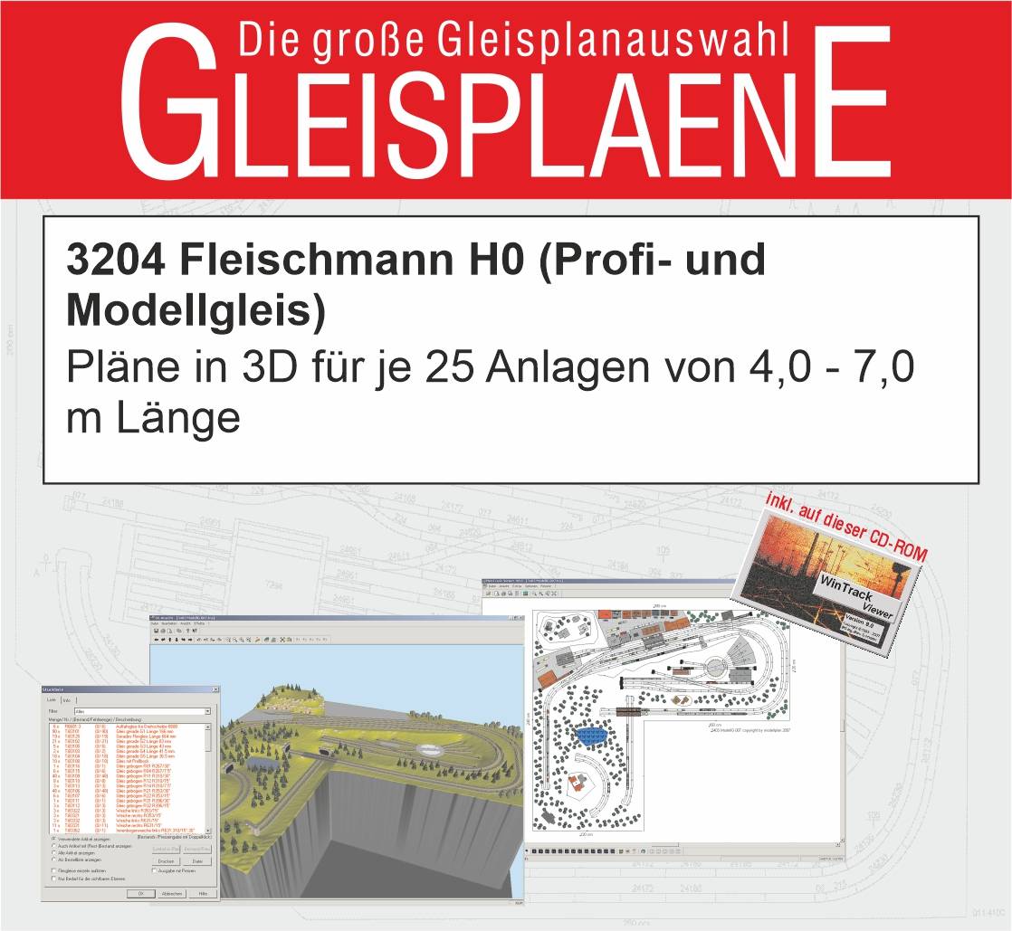 Modellplan 3204 - 25 Stk. Fleischmann H0 Anlagenvorschläge in 3D mit dem Modell und Profi Gleis 4,0-7,0 mt. längste Länge | Modellbahn |