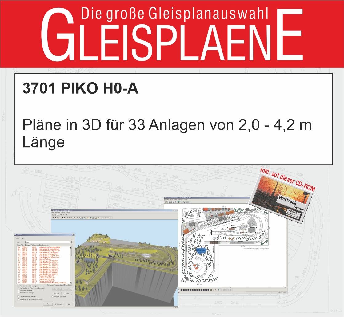 Modellplan 3701 - 33 Stk. PIKO Gleispläne in H0-A von 2,0 - 4,2 mt. längste Länge | Modellbahn | Modelleisenbahn