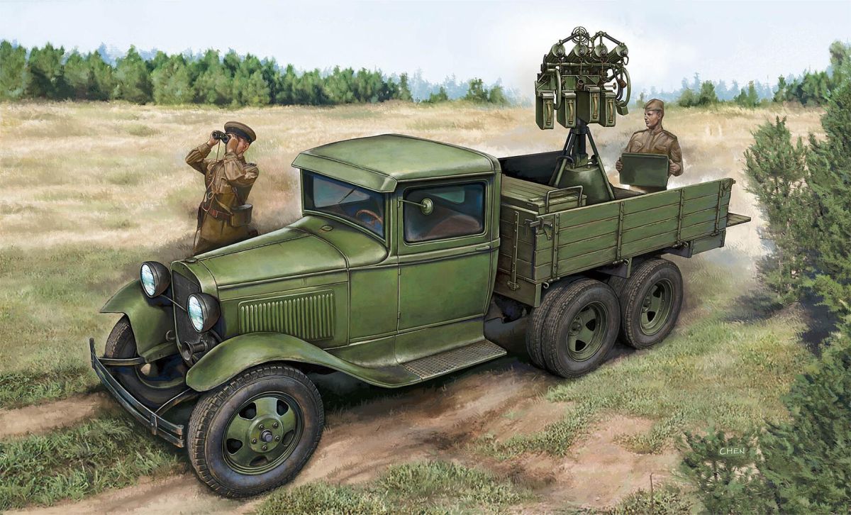 Hobby Boss 384571 - 1/35 GAZ AAA mit Quad Maxim AA-Gun | Modellbau