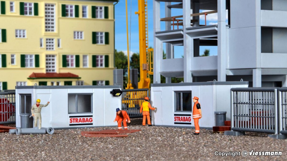 Kibri H0 (1:87) 38626 - H0 Gebäude-Container STRABAG mit LED-Beleuchtung | Modellbahn | Modelleisenbahn