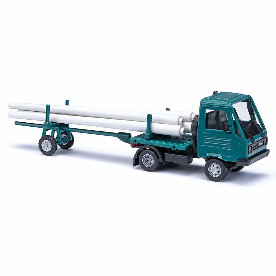 Busch H0 (1:87) 42236 - Multicar M26 mit Nachläufer + Betonmasten | Modellbahn | Modelleisenbahn