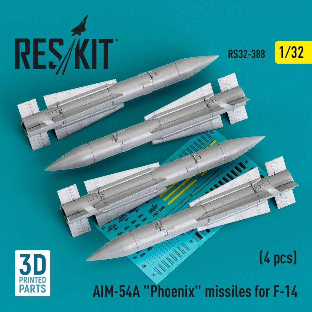 ResKit Models RS32-0388 - AIM-54A Phoenix missiles for F-14 (4pcs) (3D Printed) | Modellbau