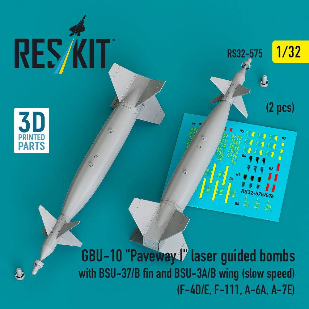 ResKit Models RS32-0575 - GBU-10 Paveway I laser guided bombs with BSU-37/B fin and BSU-3A/B wing (slow speed) (2 pcs) ( | Modellbau