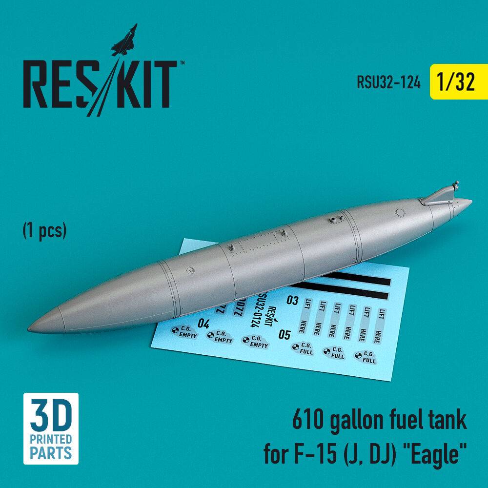 ResKit Models RSU32-0124 - 610 gallon fuel tank for F-15 (J, DJ) Eagle (1 pcs) (3D Printed) | Modellbau