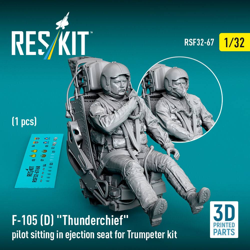 ResKit Models RSF32-0067 - F-105D Thunderchief pilot sitting in ejection seat for Trumpeter kit (1 pcs) (3D Printed) | Modellbau