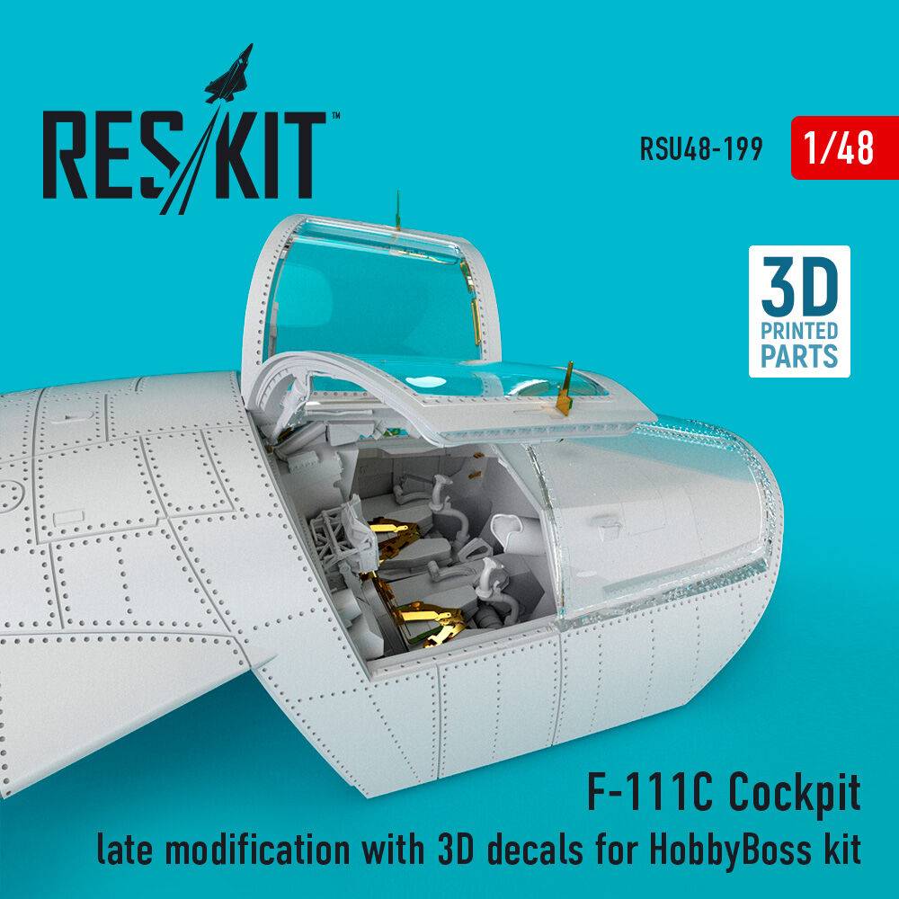 ResKit Models RSU48-0199 - F-111C Cockpit late modification with 3D decals for HobbyBoss kit (3D Printed) | Modellbau