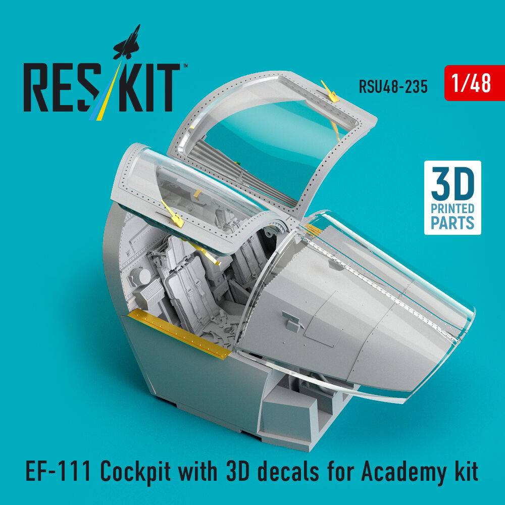 ResKit Models RSU48-0235 - EF-111 Cockpit with 3D decals for Academy kit (3D Printed) | Modellbau