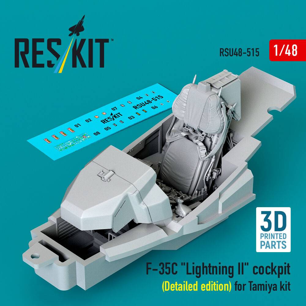 ResKit Models RSU48-0515 - F-35C Lightning II cockpit (Detailed edition) for Tamiya kit (3D Printed) | Modellbau