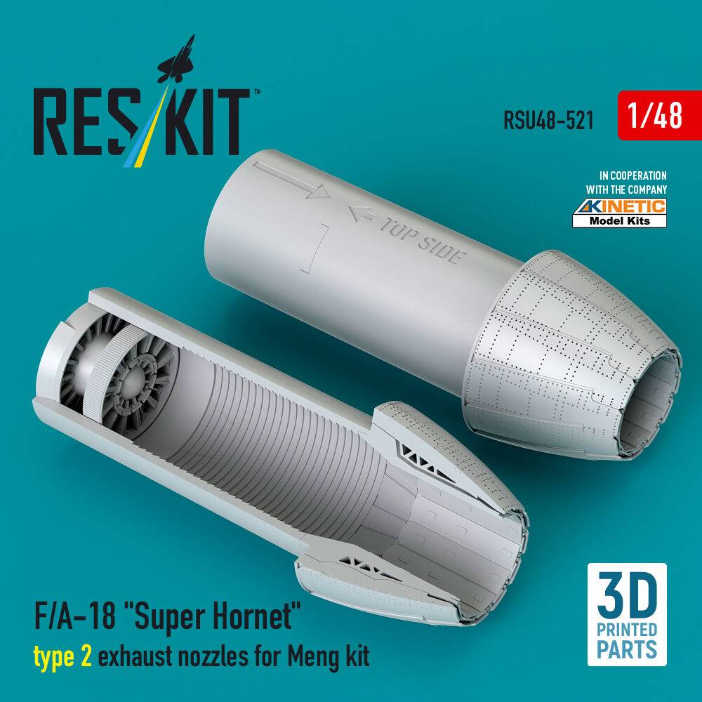 ResKit Models RSU48-0521 - F/A-18 Super Hornet type 2 exhaust nozzles for Meng kit (3D Printed) | Modellbau
