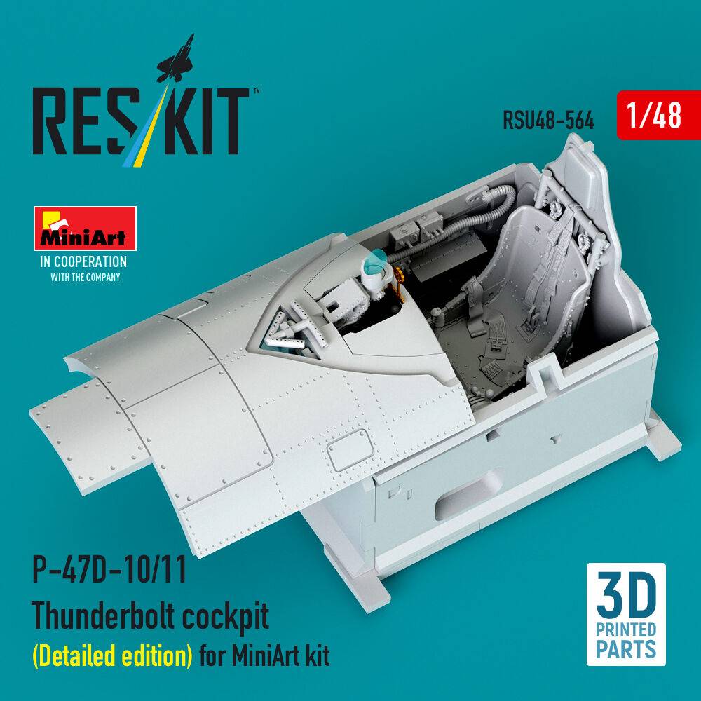 ResKit Models RSU48-0564 - P-47D-10/11 Thunderbolt cockpit (Detailed edition) for MiniArt kit (3D Printed) | Modellbau
