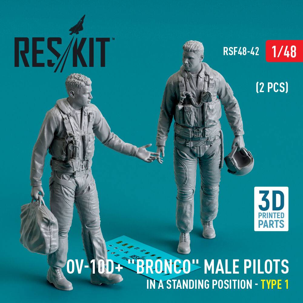 ResKit Models RSF48-0042 - OV-10D+ Bronco male pilots (in a standing position - type 1) (2 pcs) (3D Printed) | Modellbau