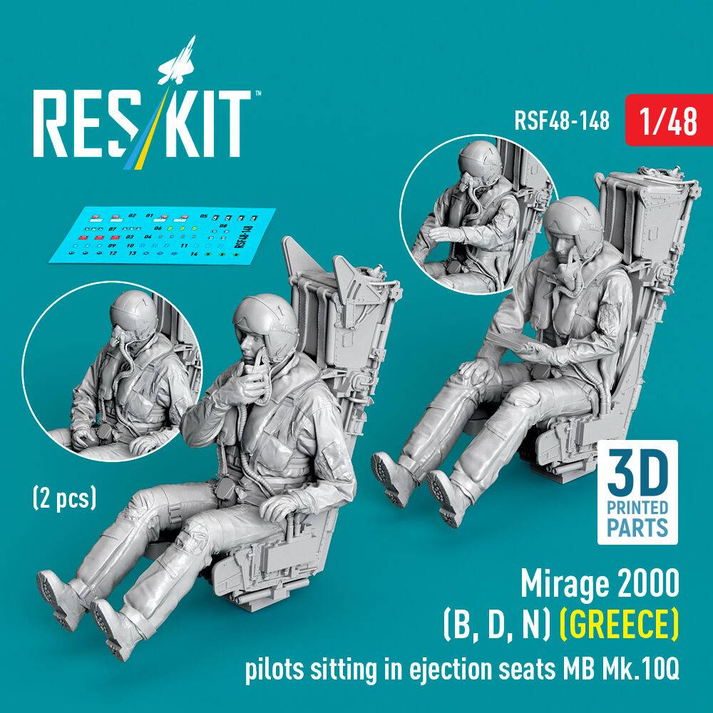 ResKit Models RSF48-0148 - Mirage 2000 (B, D, N) (GREECE) pilots sitting in ejection seats MB Mk.10Q (2 pcs) (3D Printed) | Modellbau