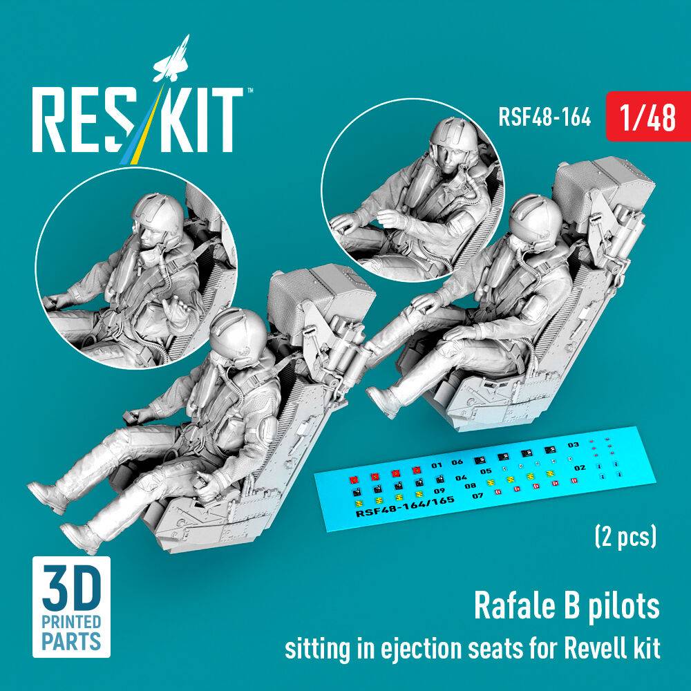 ResKit Models RSF48-0164 - Rafale B pilots sitting in ejection seats for Revell kit (2 pcs) (3D Printed) | Modellbau