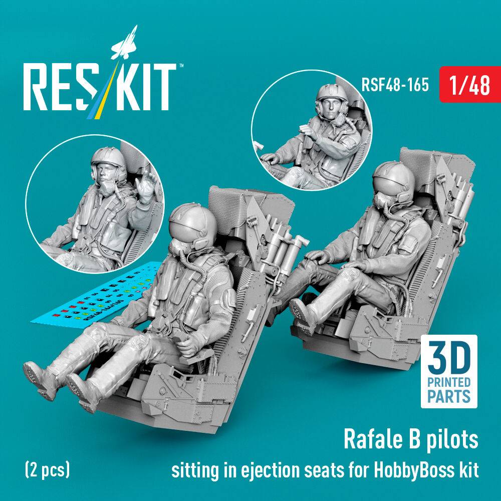 ResKit Models RSF48-0165 - Rafale B pilots sitting in ejection seats for HobbyBoss kit (2 pcs) (3D Printed) | Modellbau