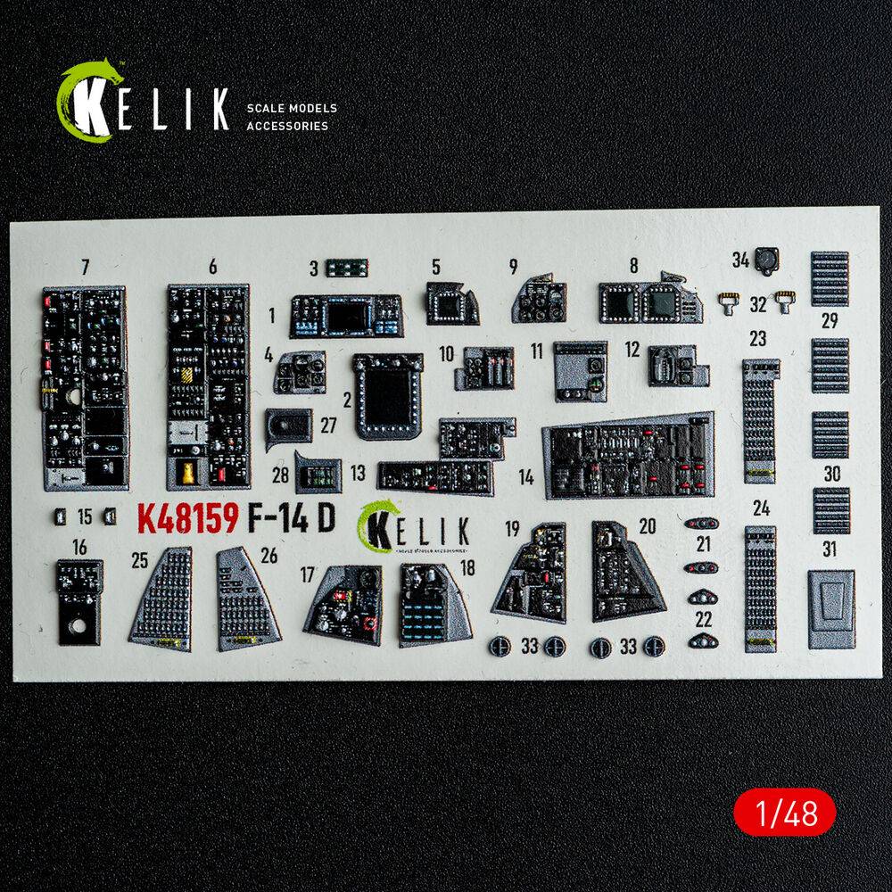 Kelik K48159 - F-14D - interior 3D decals for GWH kit | Modellbau