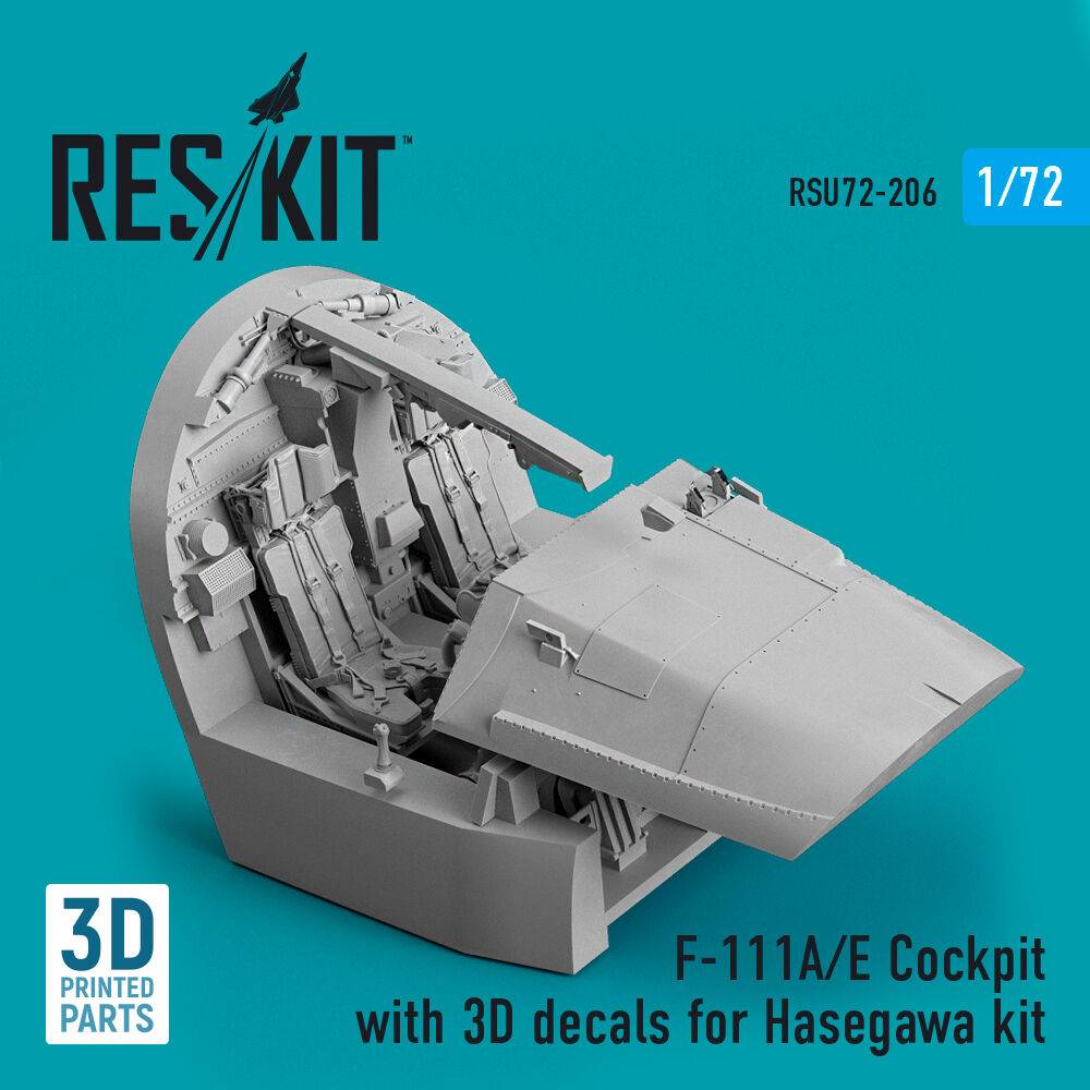 ResKit Models RSU72-0206 - F-111A/E Cockpit with 3D decals for Hasegawa kit (3D Printed) | Modellbau