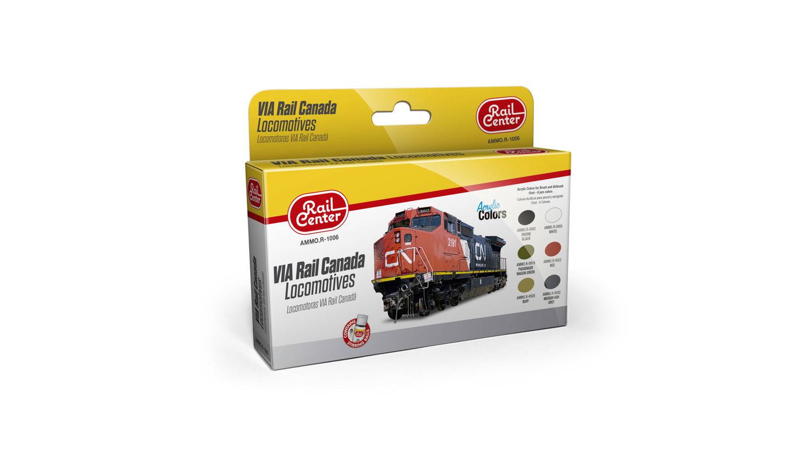 Ammo Rail Center AMMO.R-1006 - Via Rail Canada Lokomotiven, Farb-Set 6 Acrylfarben à 15 ml | Modellbahn | Modelleisenbahn