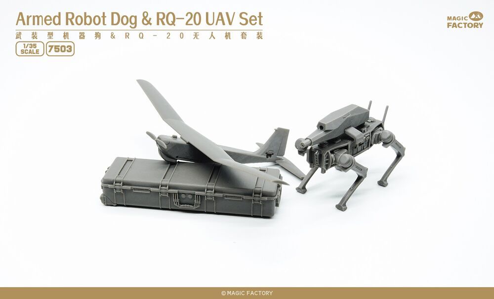 Magic Factory 7503 - 1:35 1/35 Armed Robot Dog & RQ-20 UAV Set | Modellbau