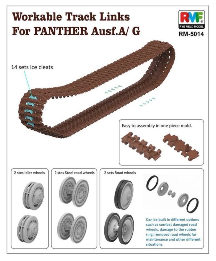 Rye Field Model RM-5014 - Workable Track Links for Panther A/G in 1:35 | Modellbau