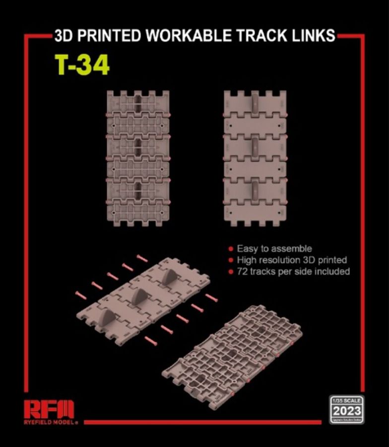 Rye Field Model 2023 - Workable track links for T-34 (3D printed ) | Modellbau