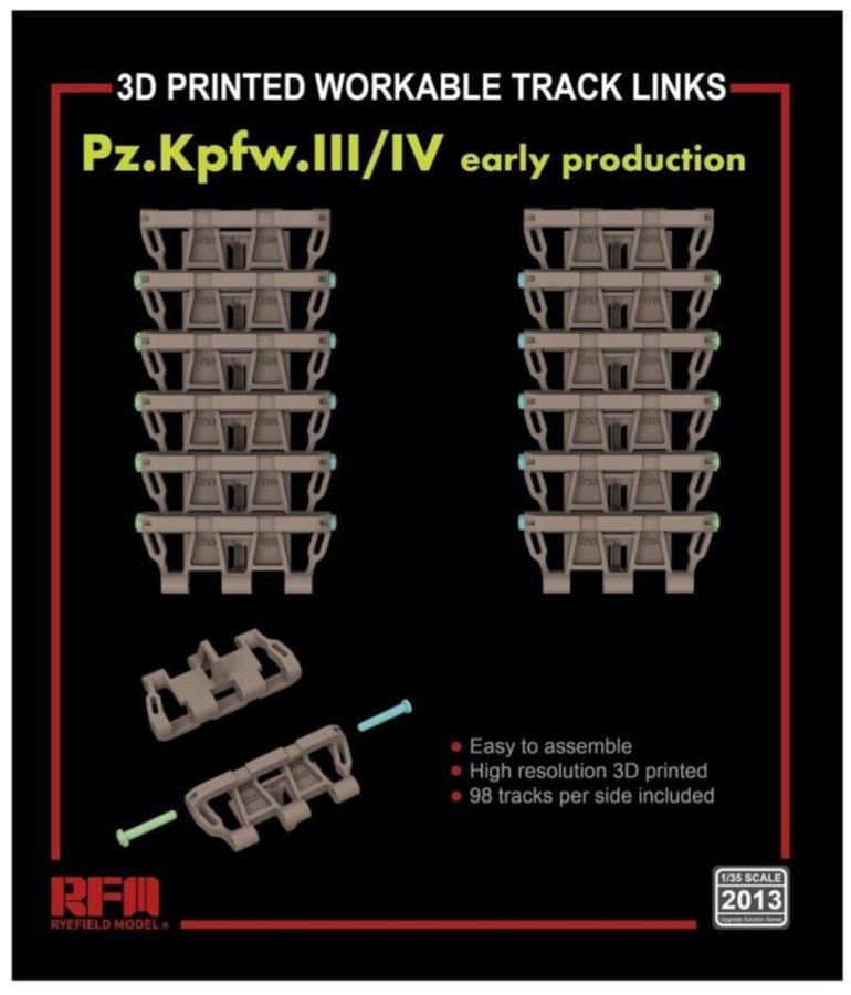 Rye Field Model 2013 - Workable track links for Pz. Kpfw. III /IV early production (3D printed ) | Modellbau