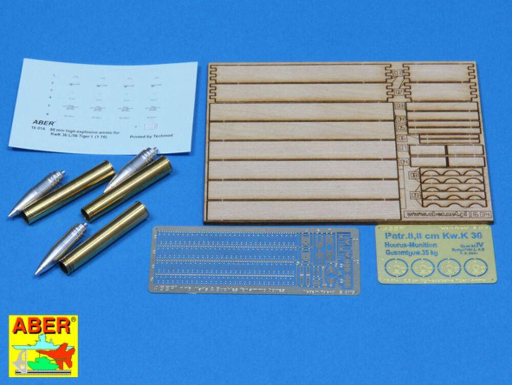 Aber Models 16014 - 8,8 cm Tiger I high-explosive Ammo with box | Modellbau