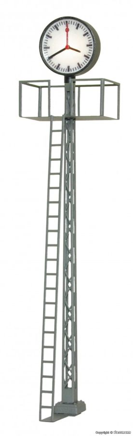 Viessmann H0 (1:87) 5081 - H0 Beleuchtete Bahnhofsuhr auf Gittermast, LED weiß, Höhe: 7 cm | Modellbahn | Modelleisenbahn