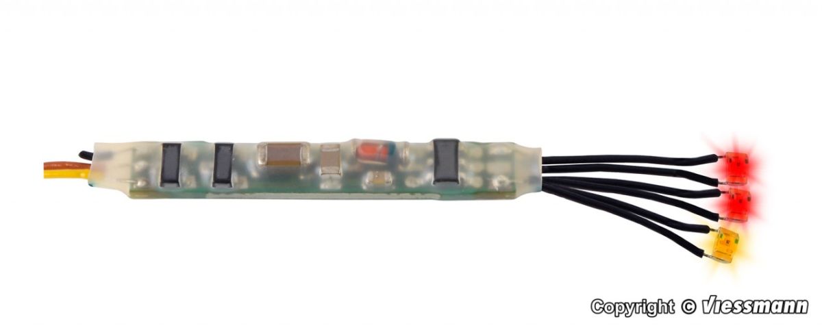Viessmann H0 (1:87) 5273 - Mini-LED Feuer rot-gelb, 3 Stück mit Mikro-Blinkelektronik | Modellbahn | Modelleisenbahn