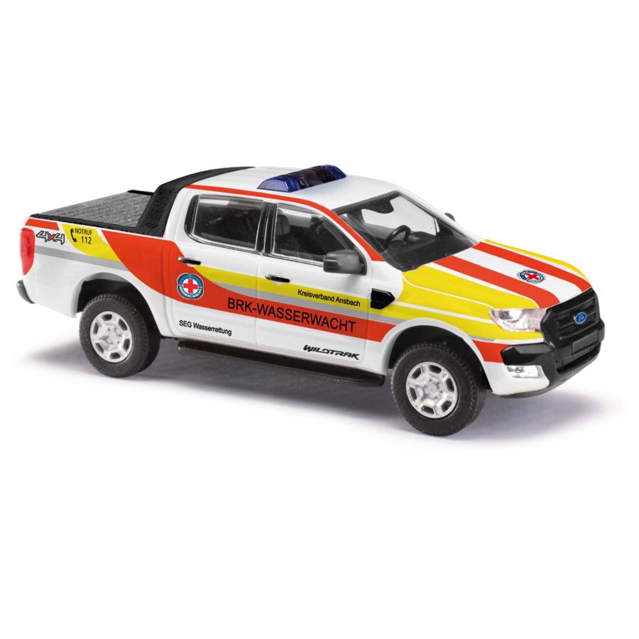 Busch H0 (1:87) 52819 - Ford Ranger mit Abdeckung, BRK Wasserrettung | Modellbahn | Modelleisenbahn