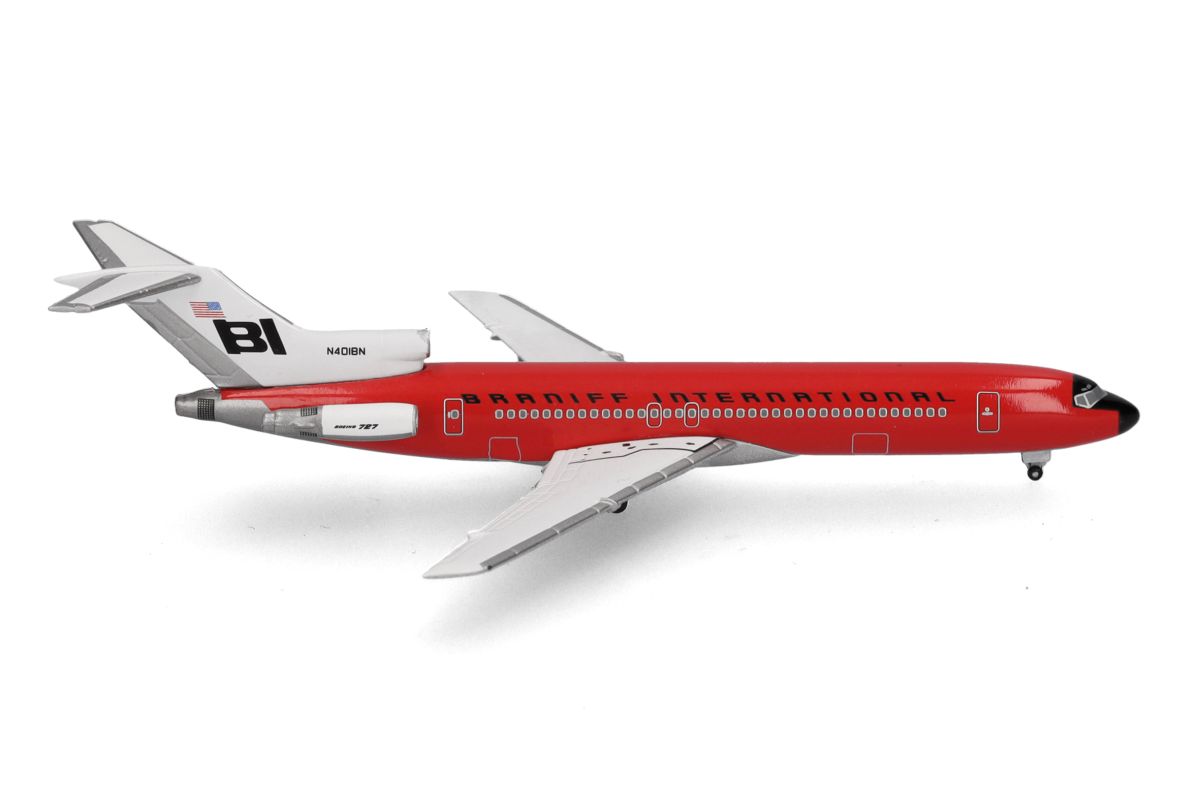 Herpa 537551 - Braniff International Boeing 727-200 - Solid Red - N401BN | Modellbahn | Modelleisenbahn