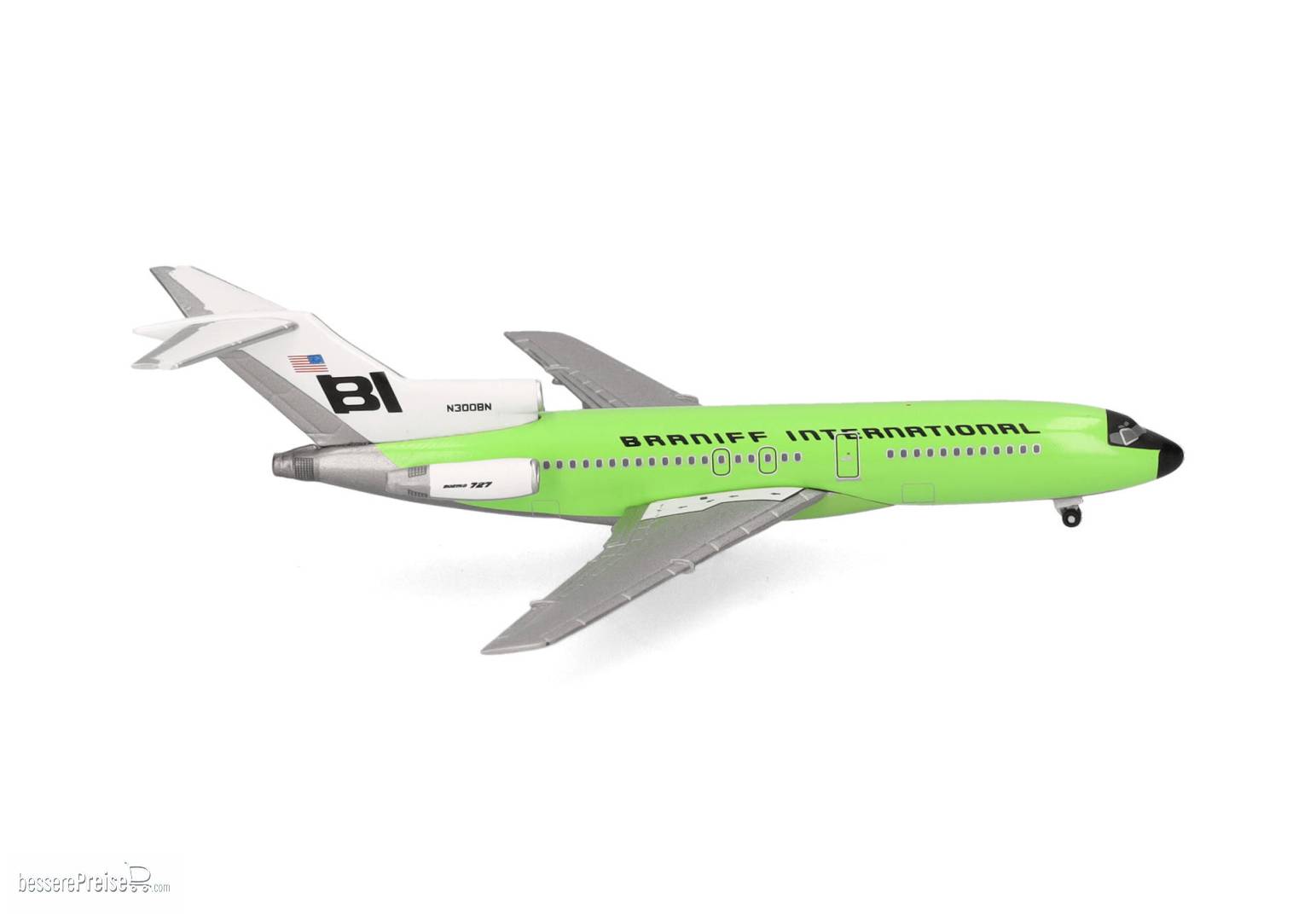Herpa 537988 - Braniff International Boeing 727-100 - solid lime green | Modellbahn | Modelleisenbahn