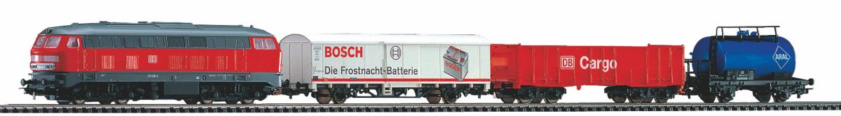 Piko H0 (1:87) 57154 - Start-Set mit Bettung BR 218 DB Cargo mit 3 Güterwagen | Modellbahn | Modelleisenbahn