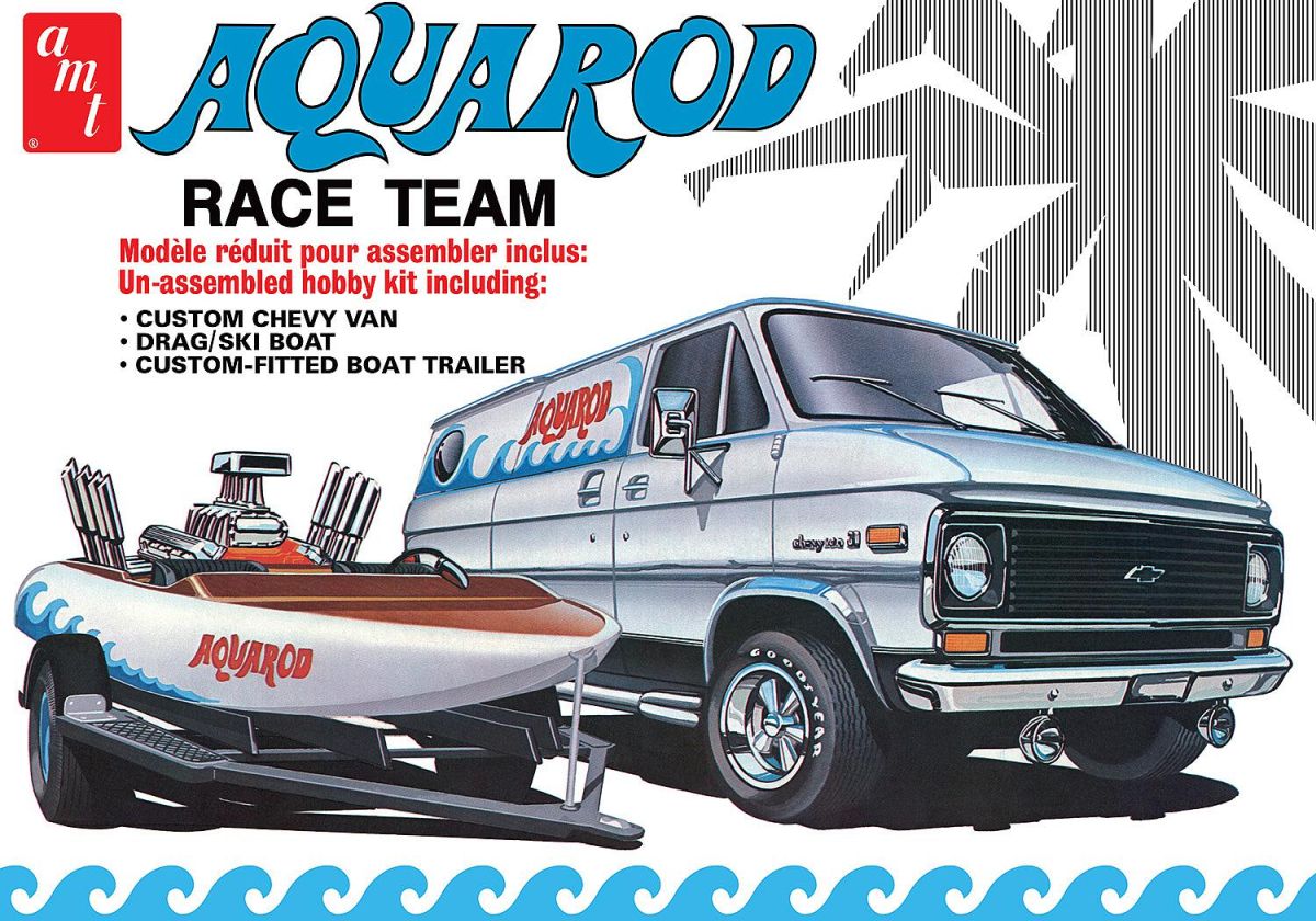 Round2 591338 - 1/25 Aqua Rod Race Team 1975 Chevy Van, Race Boat | Modellbau