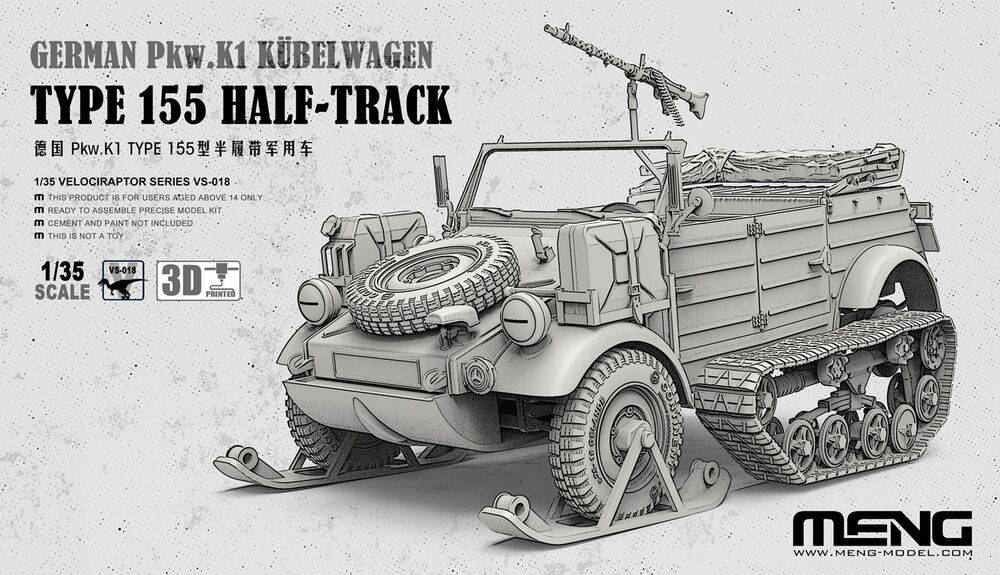 MENG-Model VS-018 - German Pkw.K1 Kü,belwagen Type 155 Half-Track (incl. 3D printed track modules and ski modules, etc.) | Modellbau
