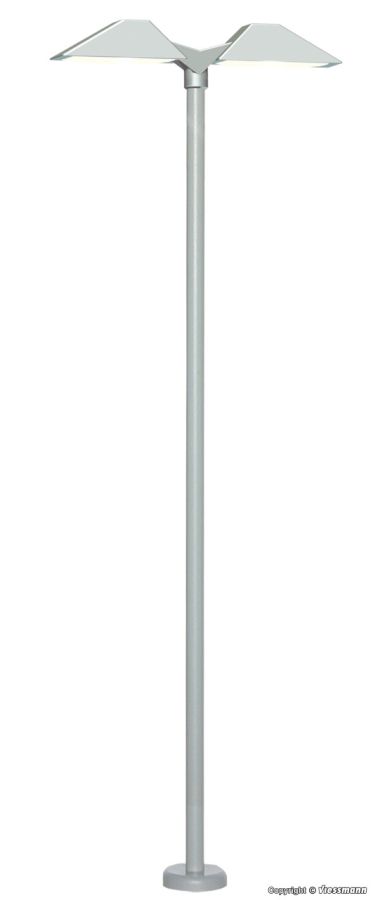 Viessmann H0 (1:87) 6084 - H0 Moderne Bahnsteigleuchte doppelt, 2 LEDs weiß | Modellbahn | Modelleisenbahn