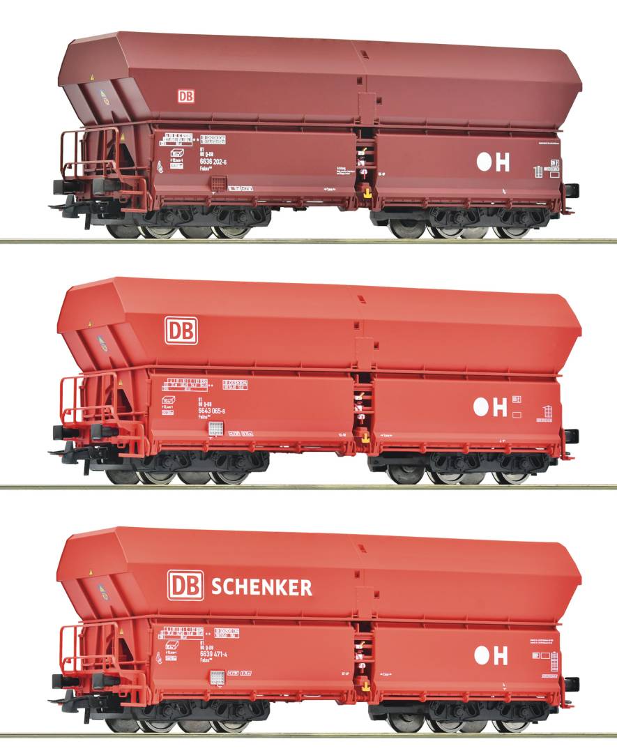 Roco H0 (1:87) 6600135 - 3-tlg. Set: Selbstentladewagen, DB AG | Modellbahn | Modelleisenbahn
